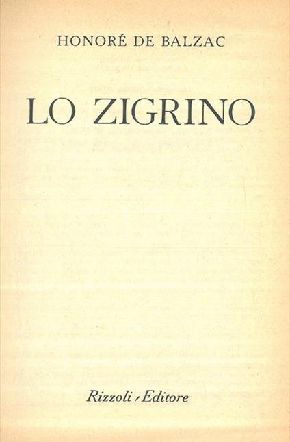 Lo zigrino - Honoré de Balzac - copertina
