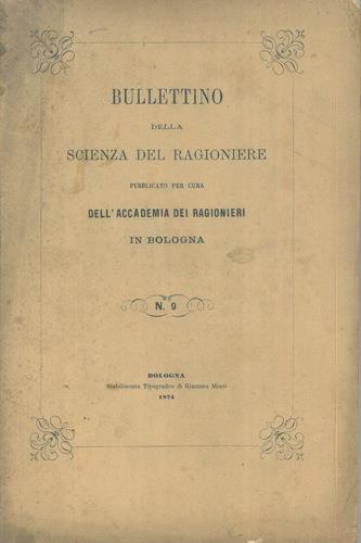 Bullettino della scienza del Ragioniere. N. 9 - copertina