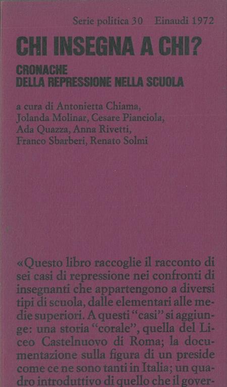Chi insegna a chi ?. Cronache della repressione nella scuola - copertina