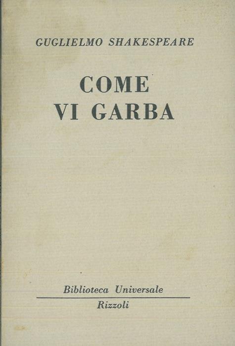 Come vi garba - William Shakespeare - copertina