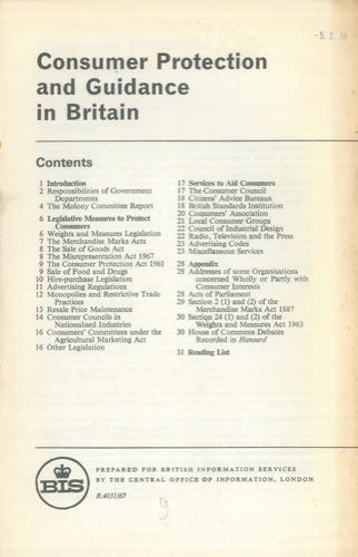 Consumer Protection and Guidance in Britain - copertina