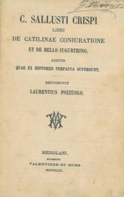 De catilinae coniuratione et de bello iugurthino - C. Crispo Sallustio - copertina