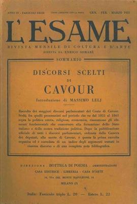 Discorsi scelti di Cavour - Enrico Somare' - copertina