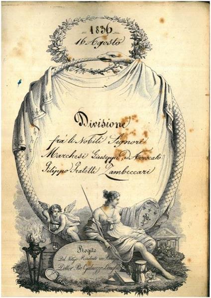 Divisione di beni tra cui un corpo di terra, una possessione detta San Paolo, una detta San Michele posti nel Comune di Villa Fontana, un predio detto Quarto posto nel Comune di Quarto, un predio detto Riolo posto a Castenaso, un pezzo di terra detto - Concetto Marchesi - copertina