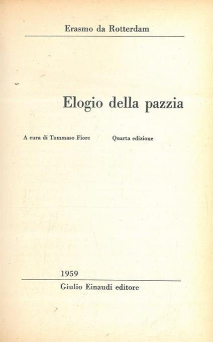 Elogio della pazzia - Erasmo da Rotterdam - copertina