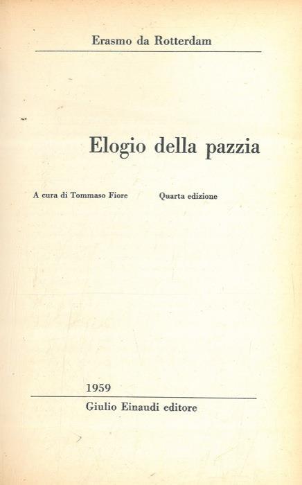 Elogio della pazzia - Erasmo da Rotterdam - copertina