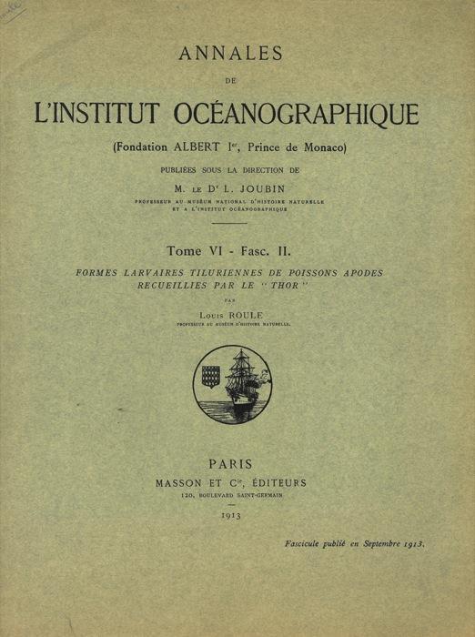 Formes larvaires tiluriennes de poissons apodes recueillies par le "Thor" - Louis Roule - copertina