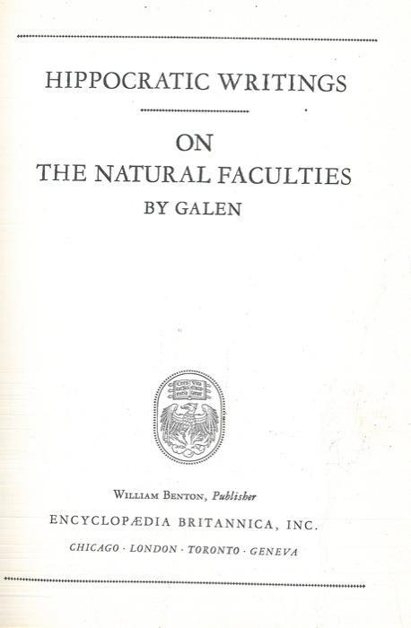 Hippocratic writings. On the natural faculties - Ippocrate - copertina