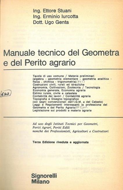 Manuale tecnico del Geometra e del Perito agrario - Ettore Stuani - copertina