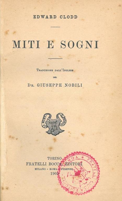 Miti e sogni - Edward Clodd - copertina