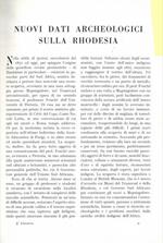 Nuovi dati archeologici sulla Rhodesia