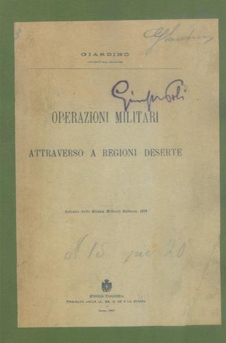 Operazioni militari attraverso a regioni deserte - copertina