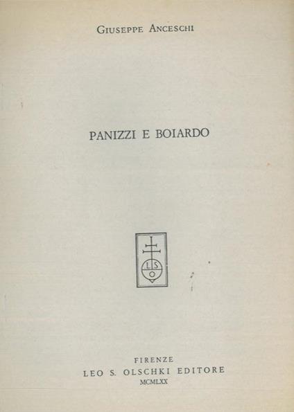 Panizzi e Boiardo - Giuseppe Anceschi - copertina