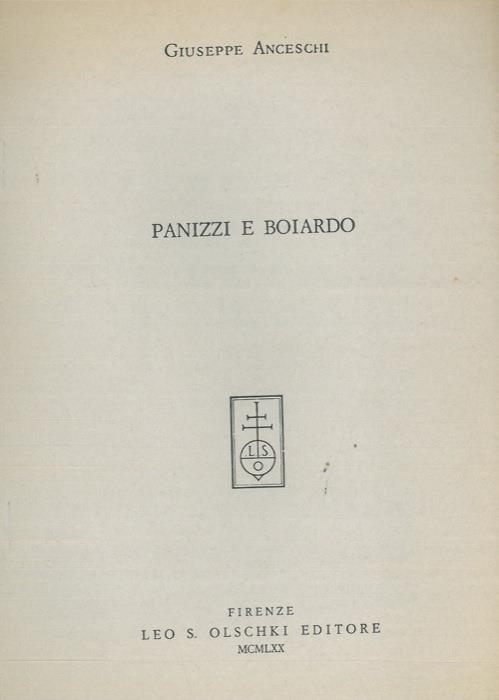 Panizzi e Boiardo - Giuseppe Anceschi - copertina