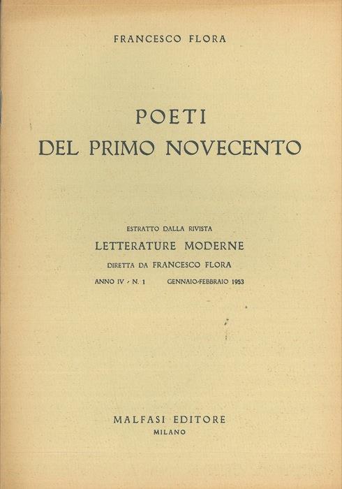 Poeti del primo novecento - Francesco Flora - copertina