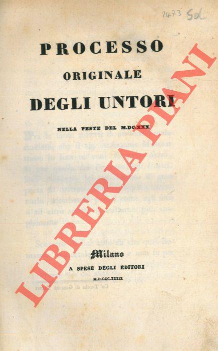 Processo originale degli untori nella peste del MDCXXX