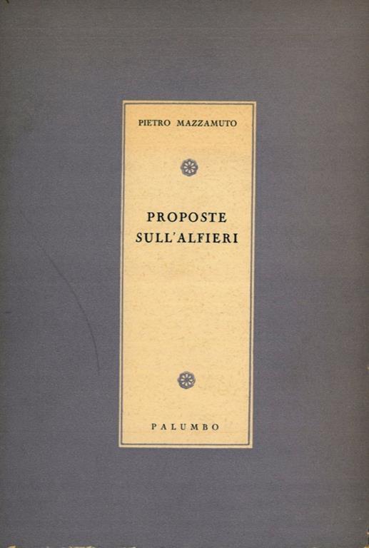 Proposte sull'Alfieri - Pietro Mazzamuto - copertina