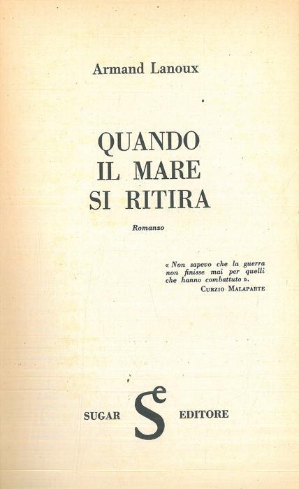 Quando il mare si ritira - Armand Lanoux - copertina