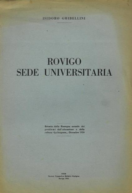 Rovigo sede universitaria - Isidoro Ghibellini - copertina