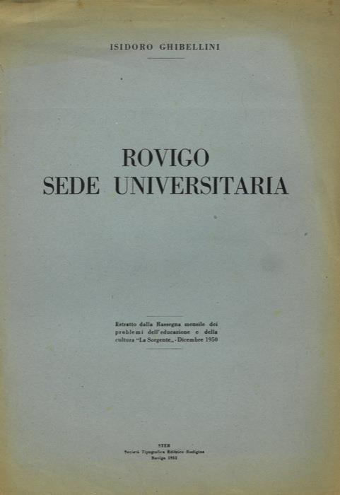 Rovigo sede universitaria - Isidoro Ghibellini - copertina