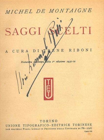 Saggi scelti - Michel de Montaigne - copertina