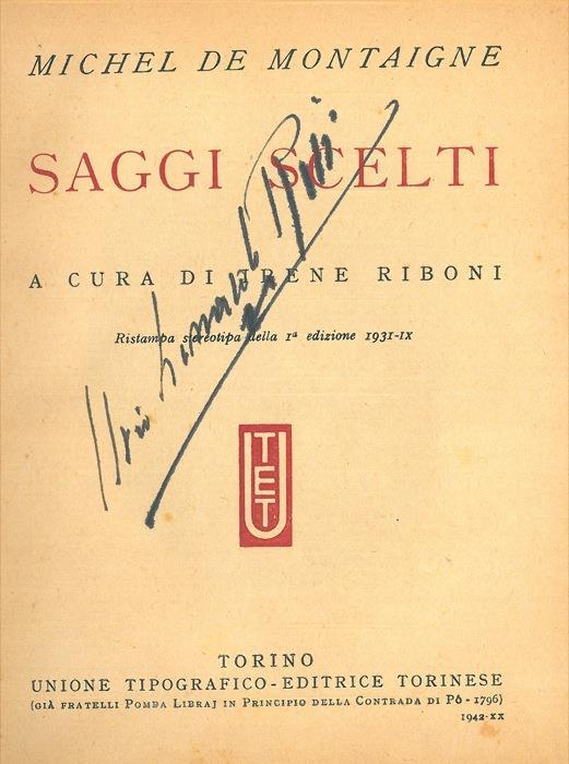 Saggi scelti - Michel de Montaigne - copertina