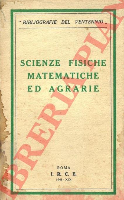 Scienze fisiche matematiche ed agrarie - copertina