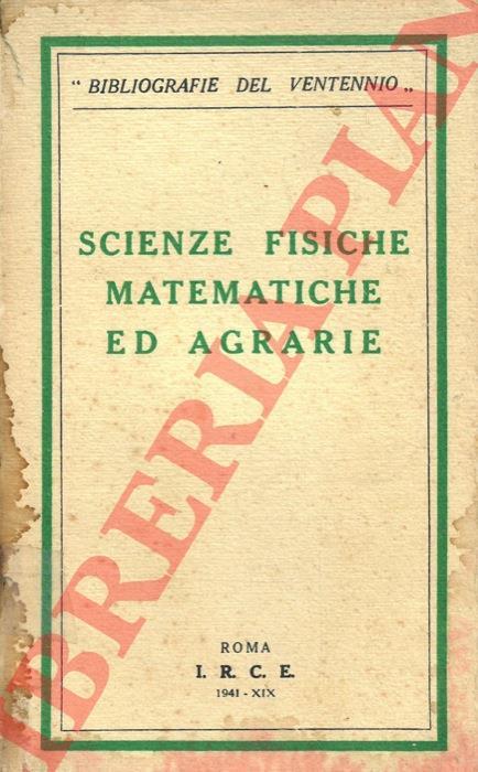 Scienze fisiche matematiche ed agrarie - copertina