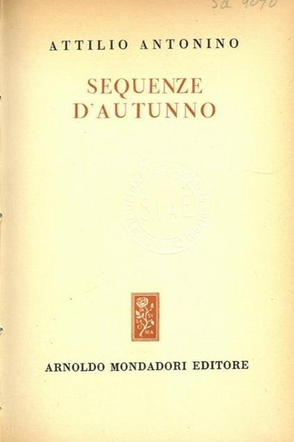 Sequenze d’autunno - Attilio Antonino - copertina