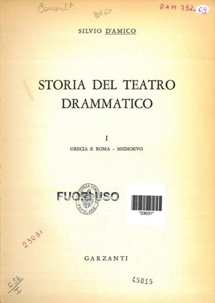 Storia del teatro drammatico - Silvio D'Amico - copertina