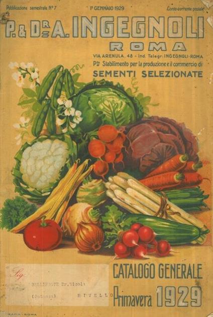 Catalogo generale. Primavera 1929 - Ingegnoli Fratelli - copertina