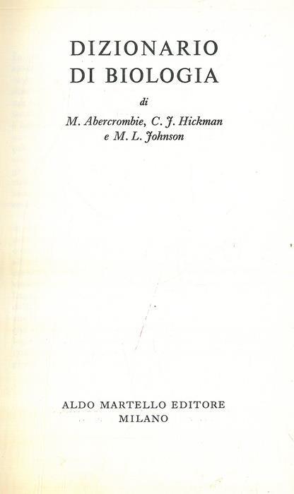 Dizionario di biologia - M. Abercrombie - copertina