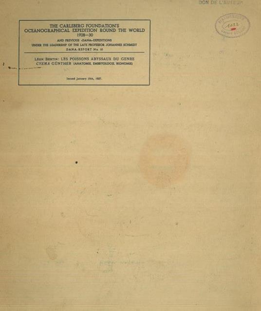 Les poissons abyssaux du genre Cyema Gunther (anatomie, embryologie, bionomie) - Léon Bertin - copertina