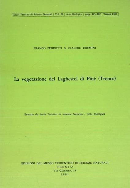 La vegetazione dei Laghestel di Piné (Trento) - Franco Pedrotti - copertina