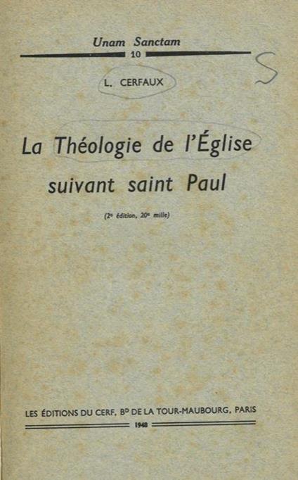 La Théologie de l'Eglise suivant saint Paul - Lucien Cerfaux - copertina