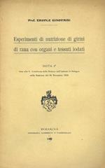 Esperimenti di nutrizione di girini di rana con organi e tessuti iodati