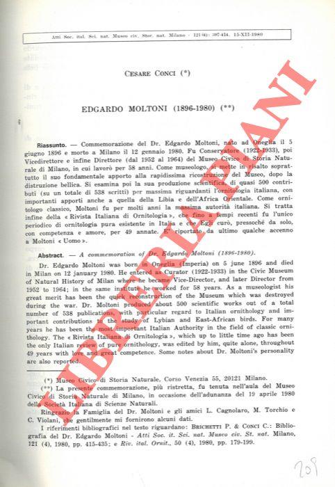 Edgardo Moltoni (1896. 1980) = Bibliografia del Dr. Edgardo Moltoni