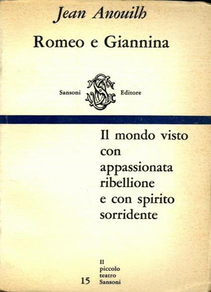 Romeo e Giannina - Jean Anouilh - copertina