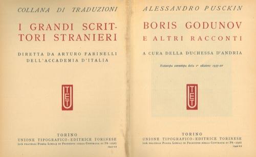 Boris Godunov e altri racconti. A cura della Duchessa d'Andria - Aleksandr Puskin - copertina