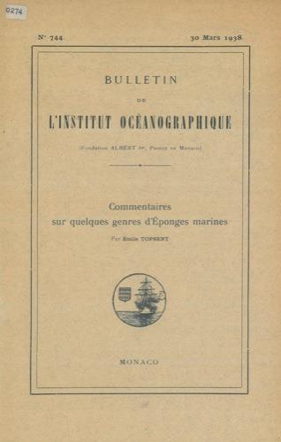 Commentaires sur quelques genres d'Eponges marines - Émile Topsent - copertina