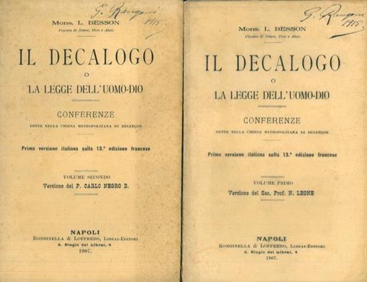 Il decalogo o la legge dell'uomo-Dio. Conferenze dette nella chiesa metropolitana di Besancon - Louis Besson - copertina