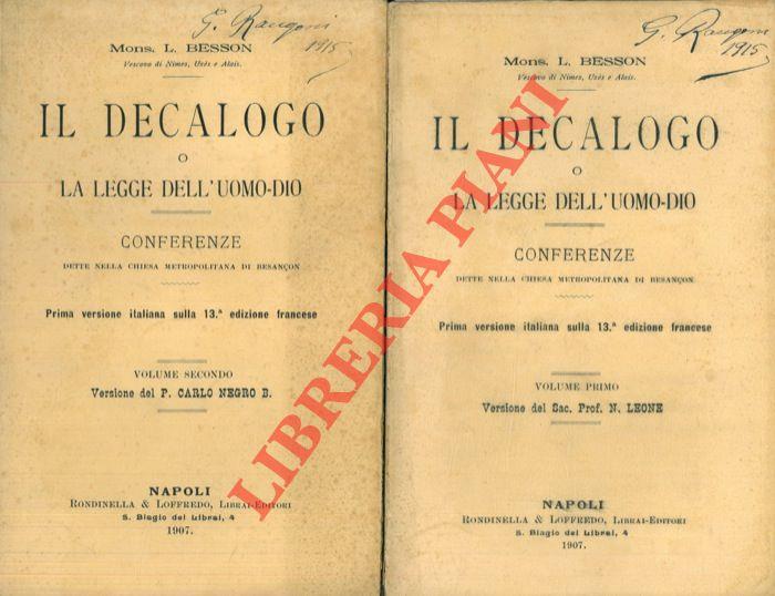 Il decalogo o la legge dell'uomo-Dio. Conferenze dette nella chiesa metropolitana di Besancon