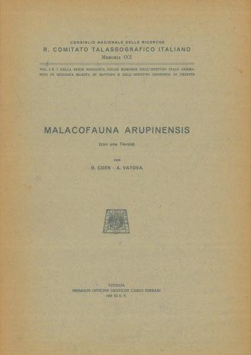 Malacofauna Arupinensis - G. Coen - copertina