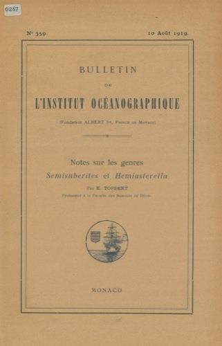 Notes sur les genres Semisuberites et Hemiasterella - Émile Topsent - copertina