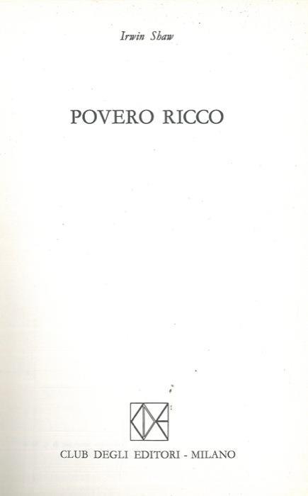 Povero ricco - Irvin Shaw - copertina