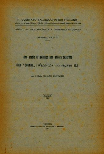 Uno stadio di sviluppo non ancora descritto dello "Scampo" (Nephrops norvegicus (L.)) - Renato Santucci - copertina