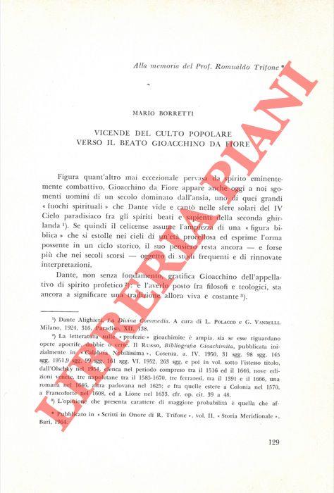 Vicende del culto popolare verso il Beato Gioacchino da Fiore