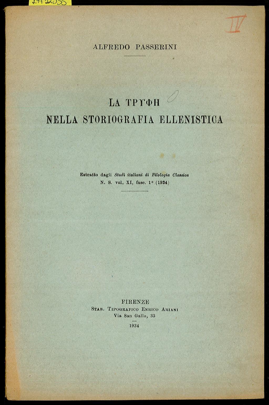 La TP?FH nella storiofrafia ellenistica