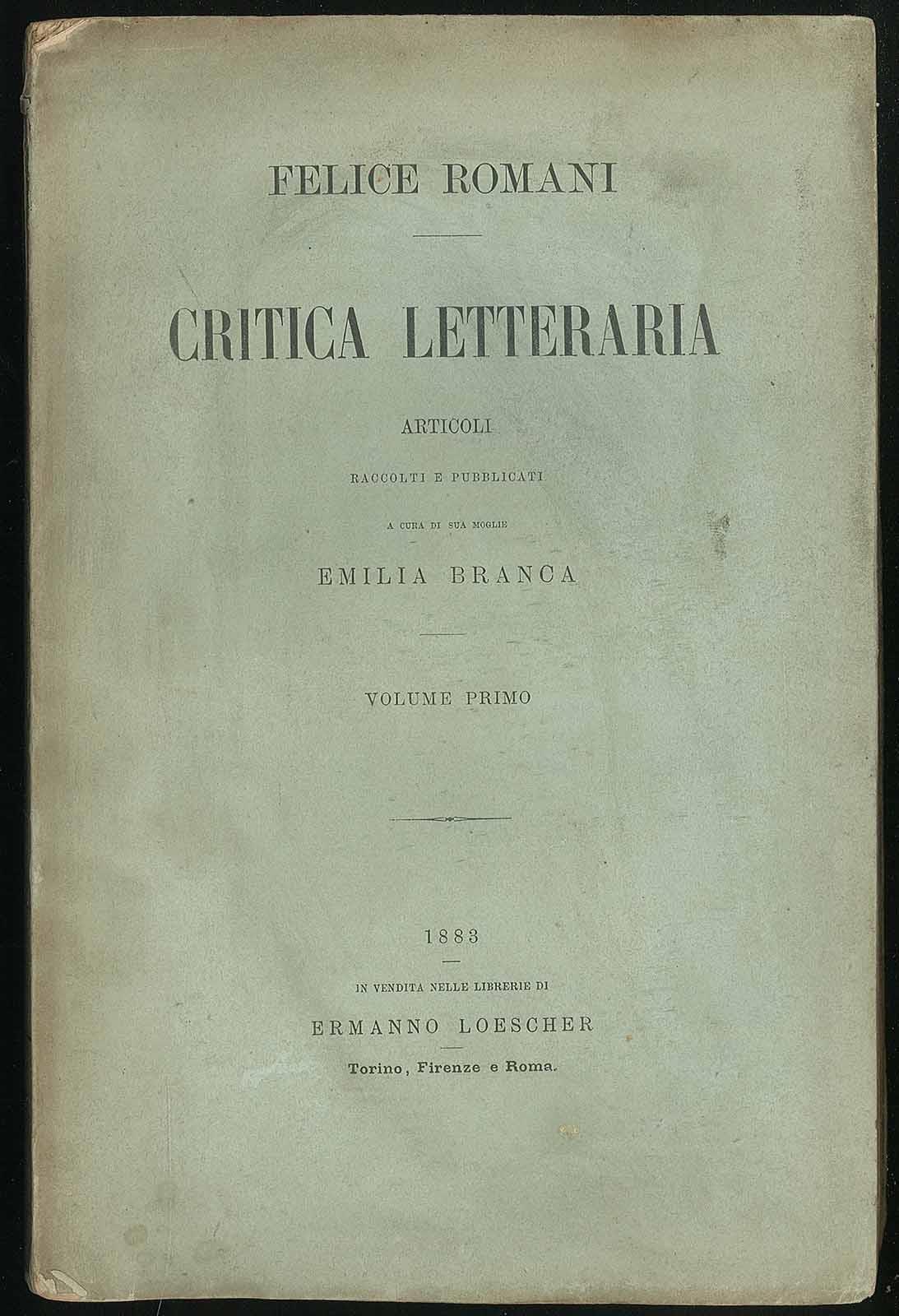 Critica letteraria Volume I