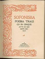 Sofonisba poema tragico in cinque atti - Giuseppe Brunati - copertina